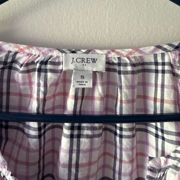 J. Crew- Plaid ruffle-trim peasant top - Ivory Warm Rose - Small - Picture 6 of 7